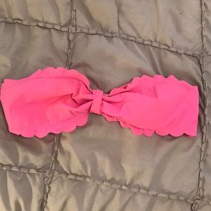 Pink scalloped bandeau bikini top, lightly worn
